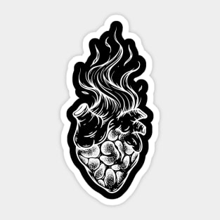 Flaming Heart x Inktober 22 - White Design Sticker